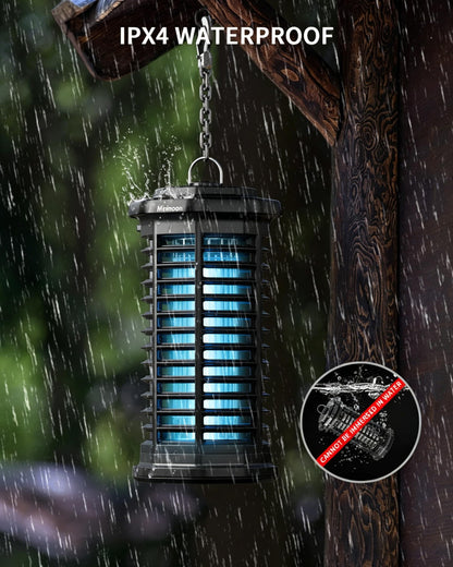 Minimoon Bug Zapper Outdoor 4000V Powerful Electric Mosquito Zapper, 15w Fly Trap Outdoor, IPX4, Corded Fly Zapper for Indoor, Yard, Backyard, Patio, Camping (Black)
