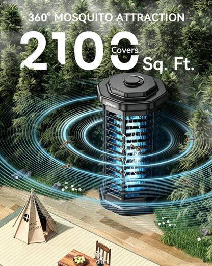 Minimoon Bug Zapper Outdoor 4000V Powerful Electric Mosquito Zapper, 15w Fly Trap Outdoor, IPX4, Corded Fly Zapper for Indoor, Yard, Backyard, Patio, Camping (Black)